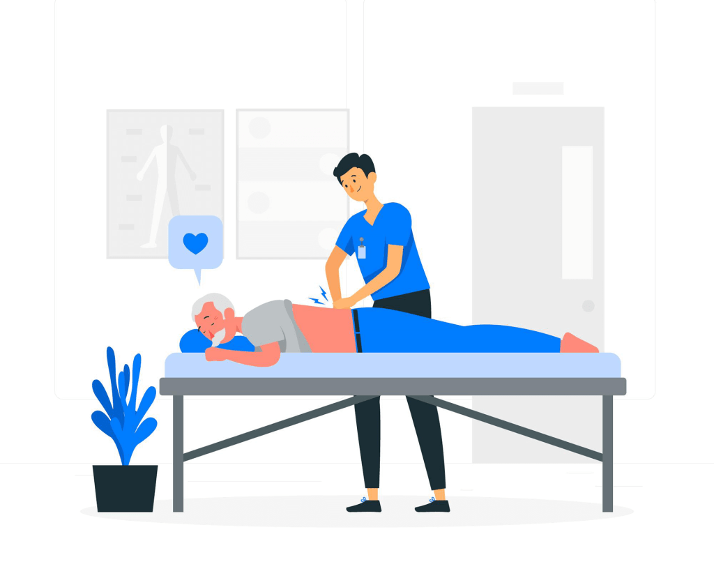 Massagista atendendo